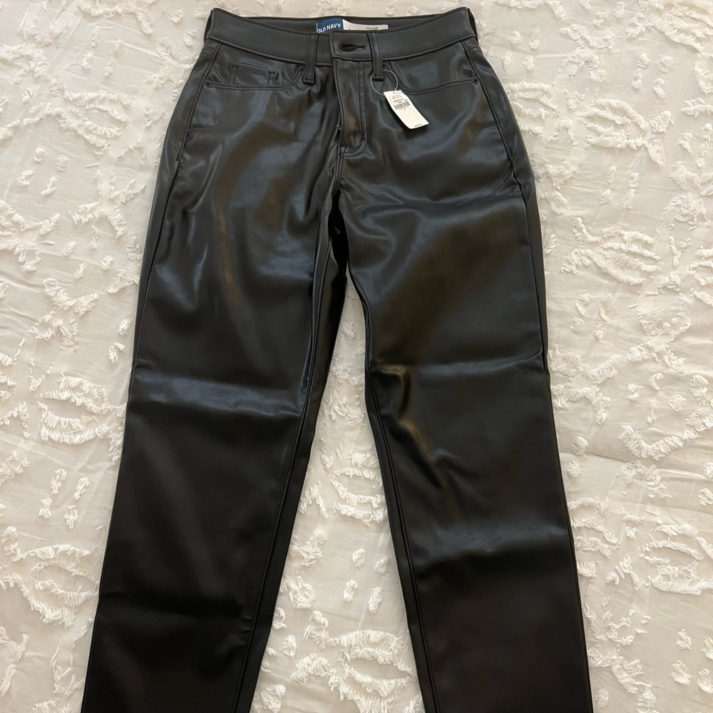 Old Navy O.G. Straight High-Rise Leather Pants